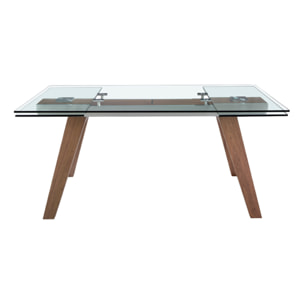 Mesa comedor extensible rectangular con tapa de cristal templado 180x100x76cm