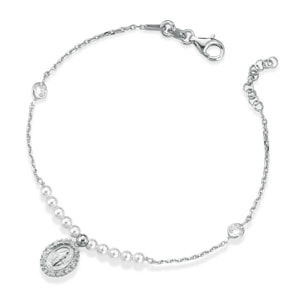 Bracciale FuJiko Perle Crystal Pearls Madonna Argento