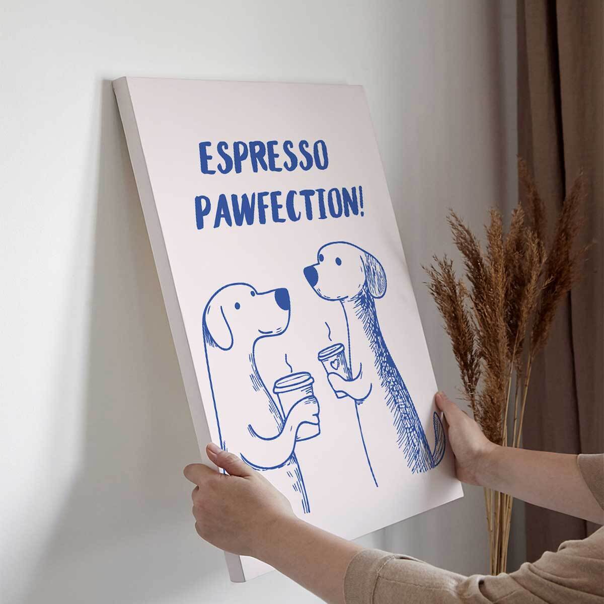 Tableau chiens et café Toile imprimée