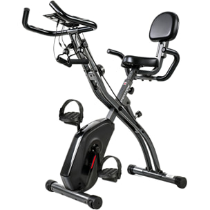 Vélo d'appartement pliable 3-en-1 classique semi-allongé bandes de résistance noir