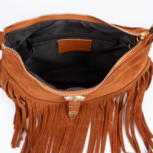 Barlassina bolso bandolera Mujer. Piel auténtica Gamuza, con flecos.