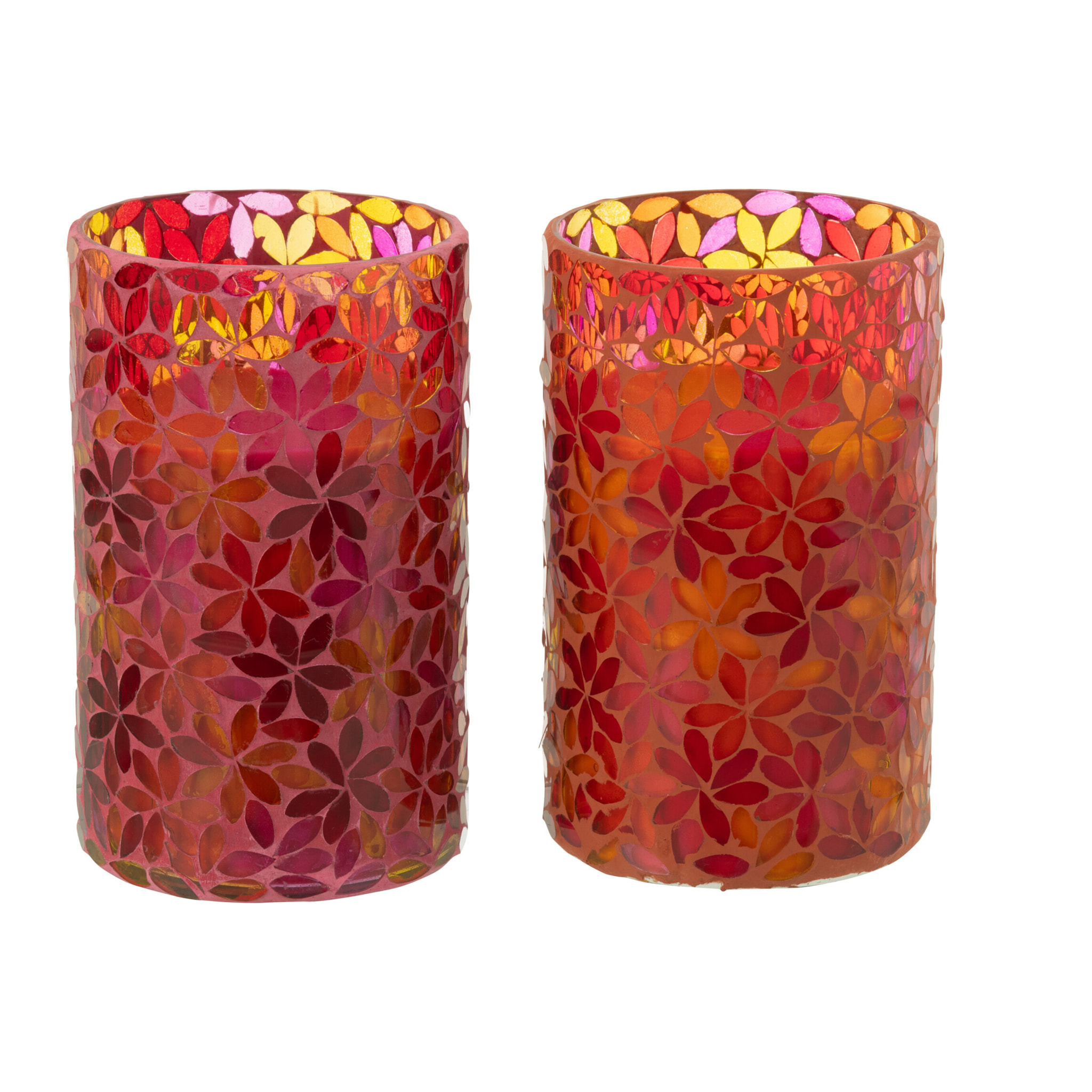 J-Line bougie parfumée Fleur Mosaique - mix - large - 2 pièces - 75H