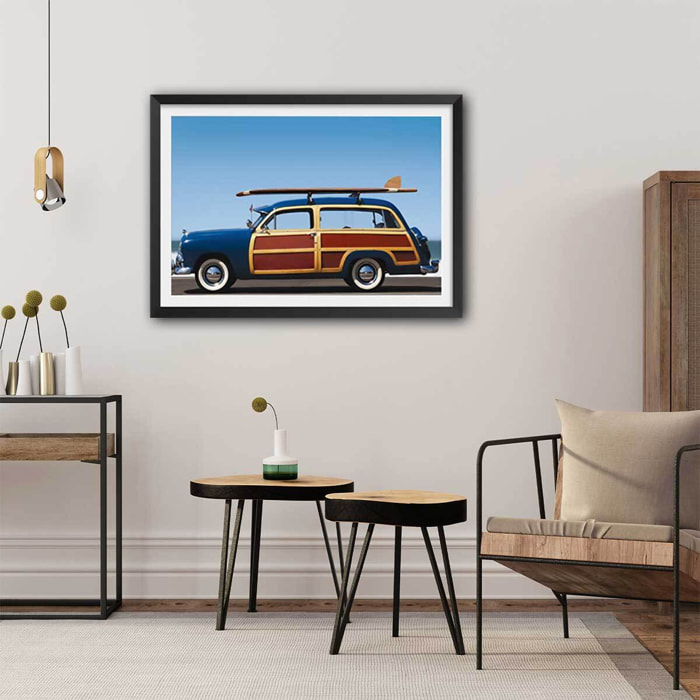 Affiche surf car de legende Affiche sous cadre noir