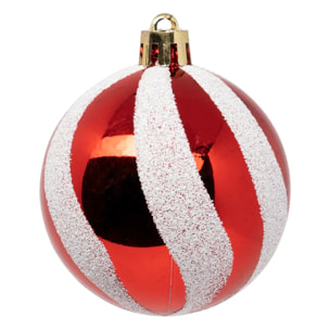 Boules de Noël "Colorama de Noël" lot de 25 en plastique D6cm rouge blanc