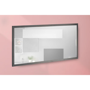 Specchiera da parete con cornice, Made in Italy, Specchio da bagno, cm 120x2h60, colore Antracite lucido