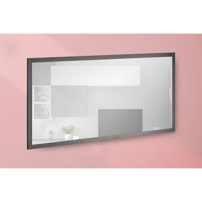 Specchiera da parete con cornice, Made in Italy, Specchio da bagno, cm 120x2h60, colore Antracite lucido