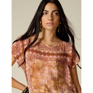 Oltre - Blusa fantasia con maniche kimono - Arancione
