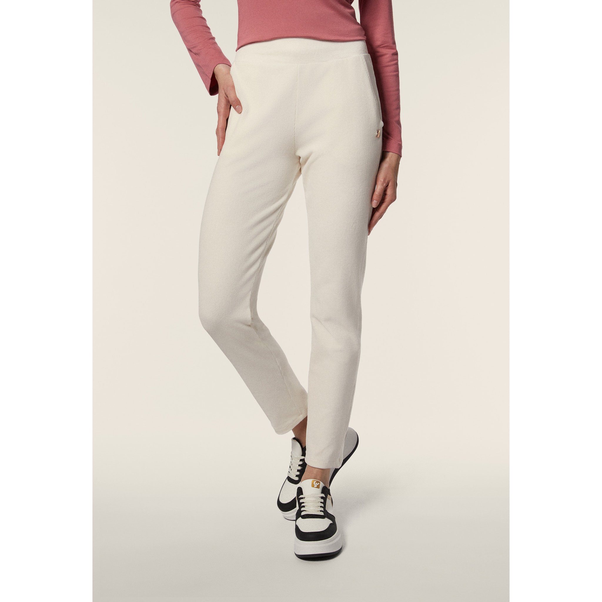 Pantalone donna regular fit in velluto mille righe