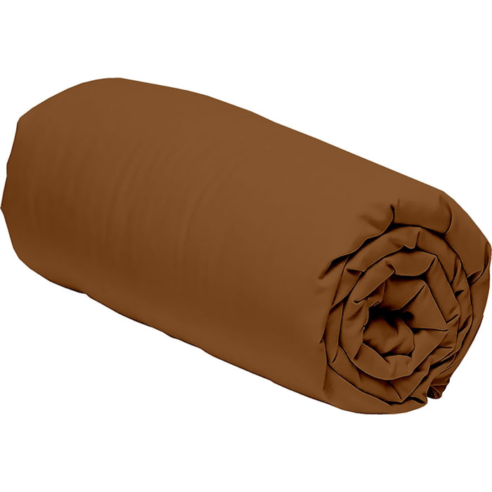 Drap housse 100% percale de coton 80fils - ocre