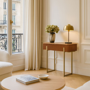 Console en effet noyer avec pieds en métal  SELMA