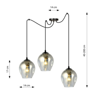 Lampada a sospensione LEVEL in acciaio nero e vetro grafite