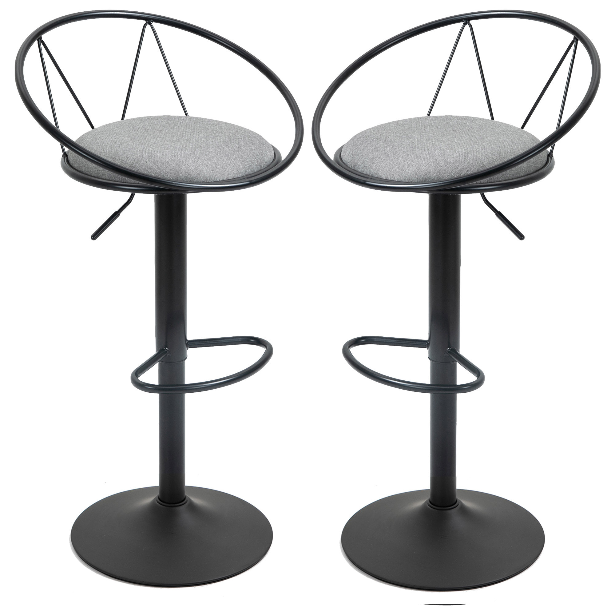 Lot de 2 tabourets de bar – Style néo-rétro – Réglables et pivotants