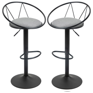 Lot de 2 tabourets de bar – Style néo-rétro – Réglables et pivotants