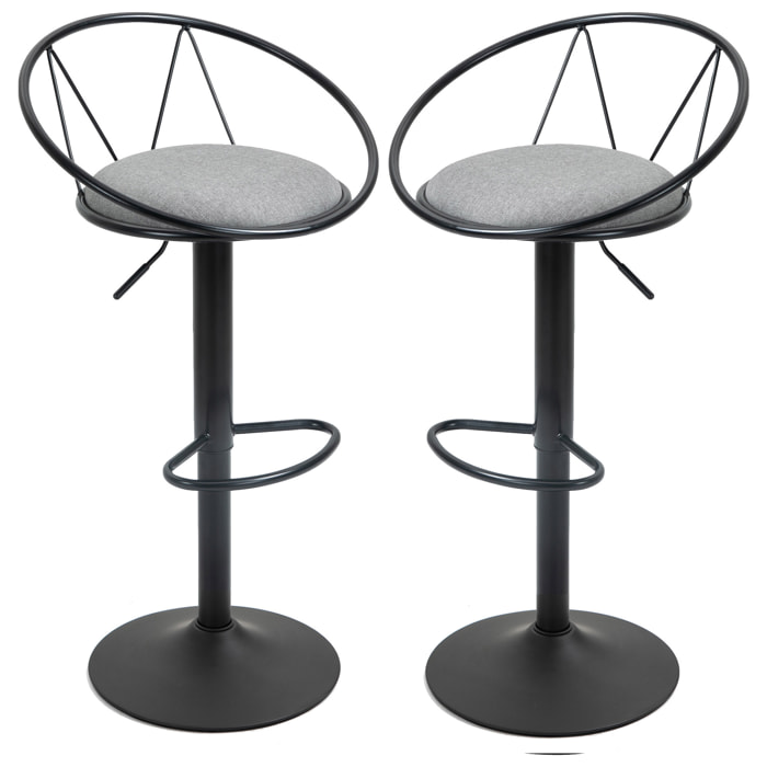 Lot de 2 tabourets de bar – Style néo-rétro – Réglables et pivotants
