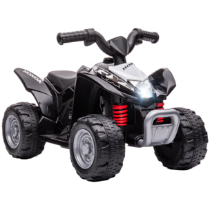 Quad Eléctrico para Niños de 18-36 Meses Vehículo Eléctrico a Batería 6V Infantil con Faros LED Bocina Velocidad de 2,8 km/h y Avance 65,5x38,5x43,5 cm Negro