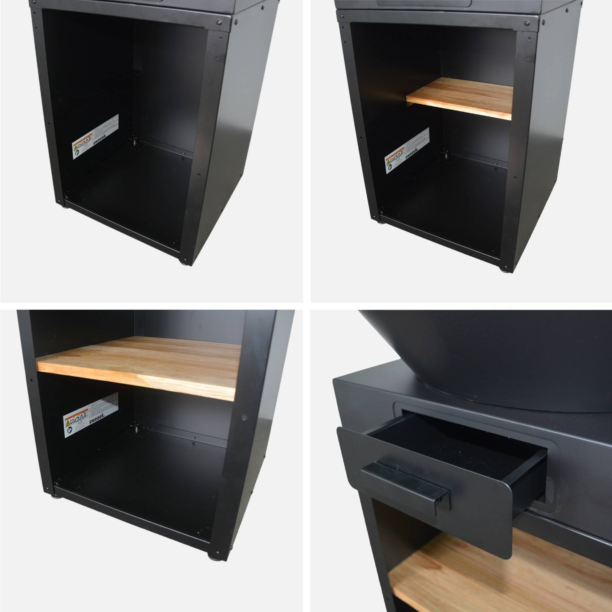 Brasero barbecue Ø81,5cm avec grille de cuisson, espace de rangement, couvercle et ustensiles MOMBACHO