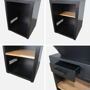 Brasero barbecue Ø81,5cm avec grille de cuisson, espace de rangement, couvercle et ustensiles MOMBACHO