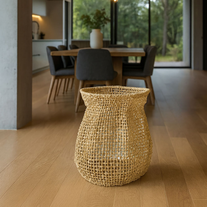 Panier/cache-pot en fibre naturelle h50cm