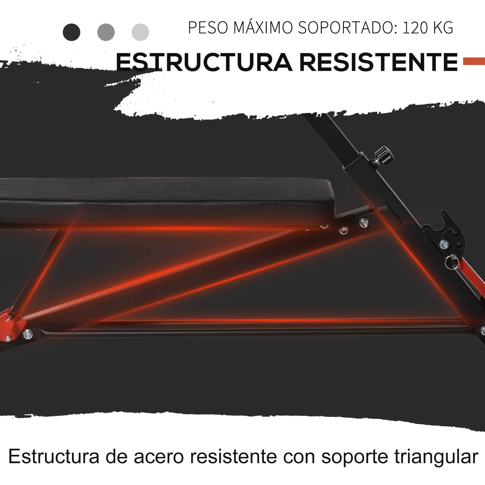 Banco de Pesas Multifuncional Banquillo de Gimnasio Completo Respaldo Inclinable en 3 Posiciones y Altura Ajustable Carga 300 kg 64x146x73,5-85 cm Negro