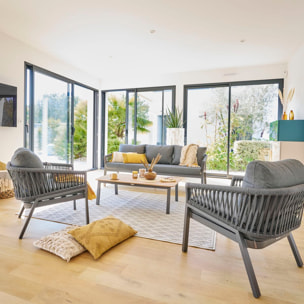 Salon de jardin "Oriengo" anthracite & graphite 5 places en aluminium traité époxy