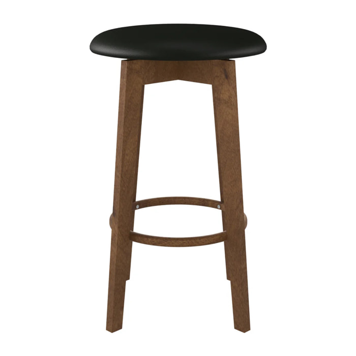 Lot de 2 tabourets pour îlot central 66 cm en cuir synthétique noir - Vahina