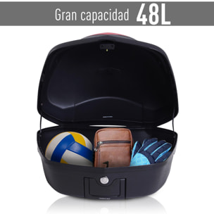 Baúl Moto Universal 48L + Llaves y Accesorios Equipaje Caja de Moto Topcase