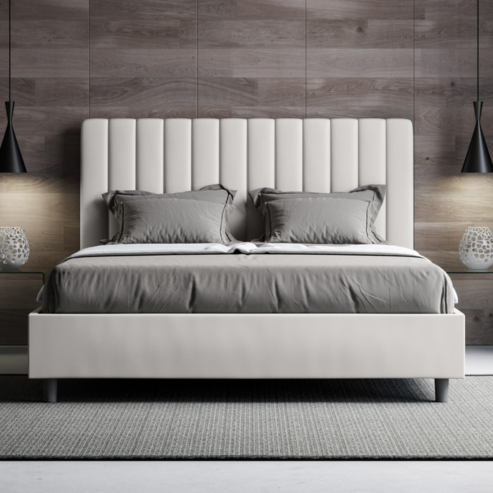 Letto matrimoniale senza rete imbottito 160x200 similpelle bianco Agueda