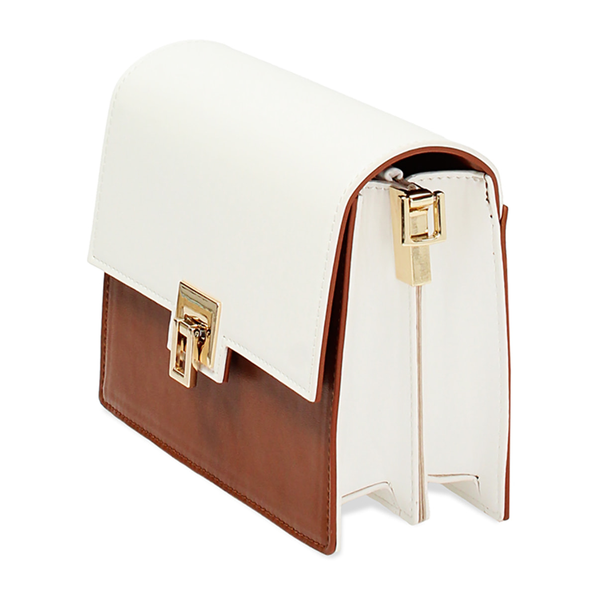 Borsa a tracolla bianca e marrone