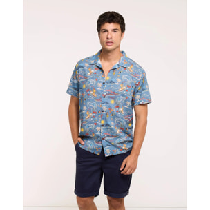 Camisa Manga Corta Azul - Hulini