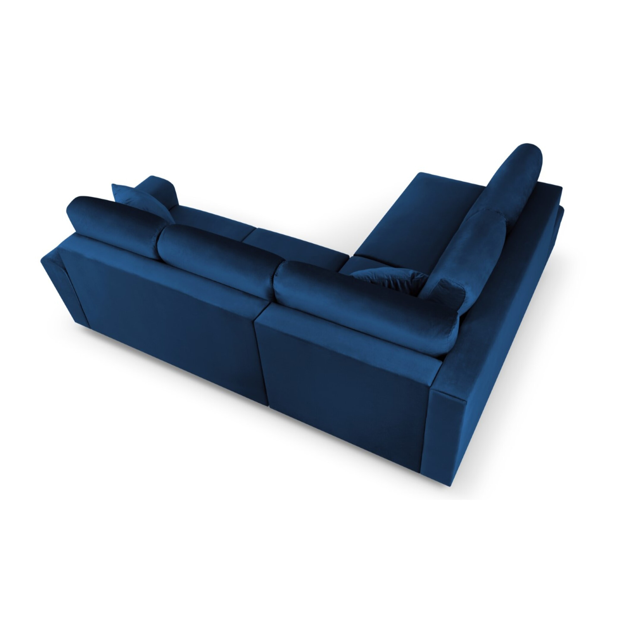 Canapé d'angle gauche convertible avec coffre de rangement "Kyoto" 5 places en velours bleu roi