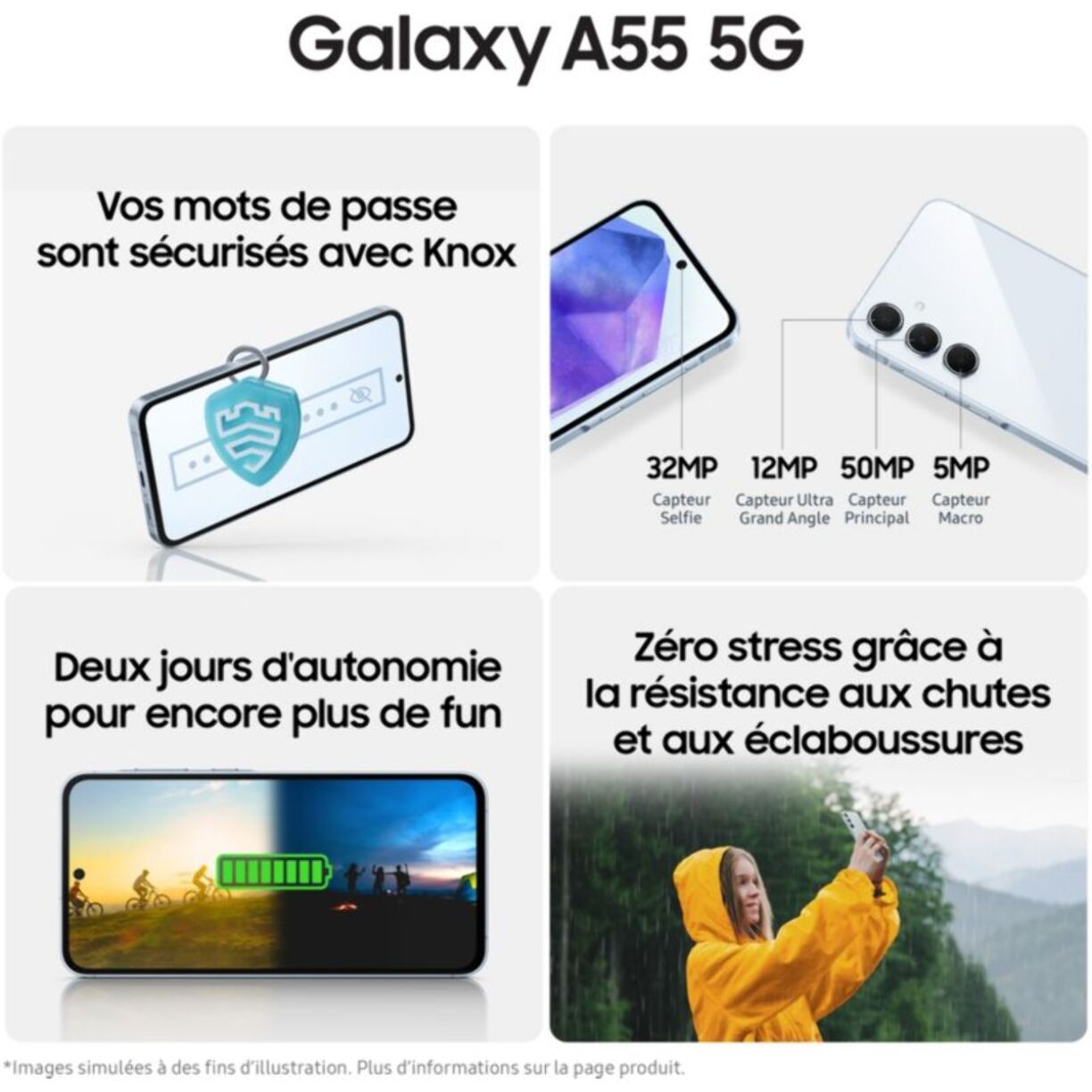 Smartphone SAMSUNG Galaxy A55 Bleu nuit 128Go 5G