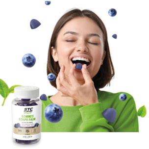 STC NUTRITION - Gommes Coupe Faim - Complément alimentaire sans sucres - Plantes, Chrome et Fibres - Réduit l'appétit et fringales - Soutien les objectifs de perte de poids - Goût myrtille - 60 gommes