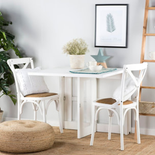 Table à manger pliante Tan -bois massif et panneau de mdf-couleur laqué blanc mat 160 x 78 x 90 cm