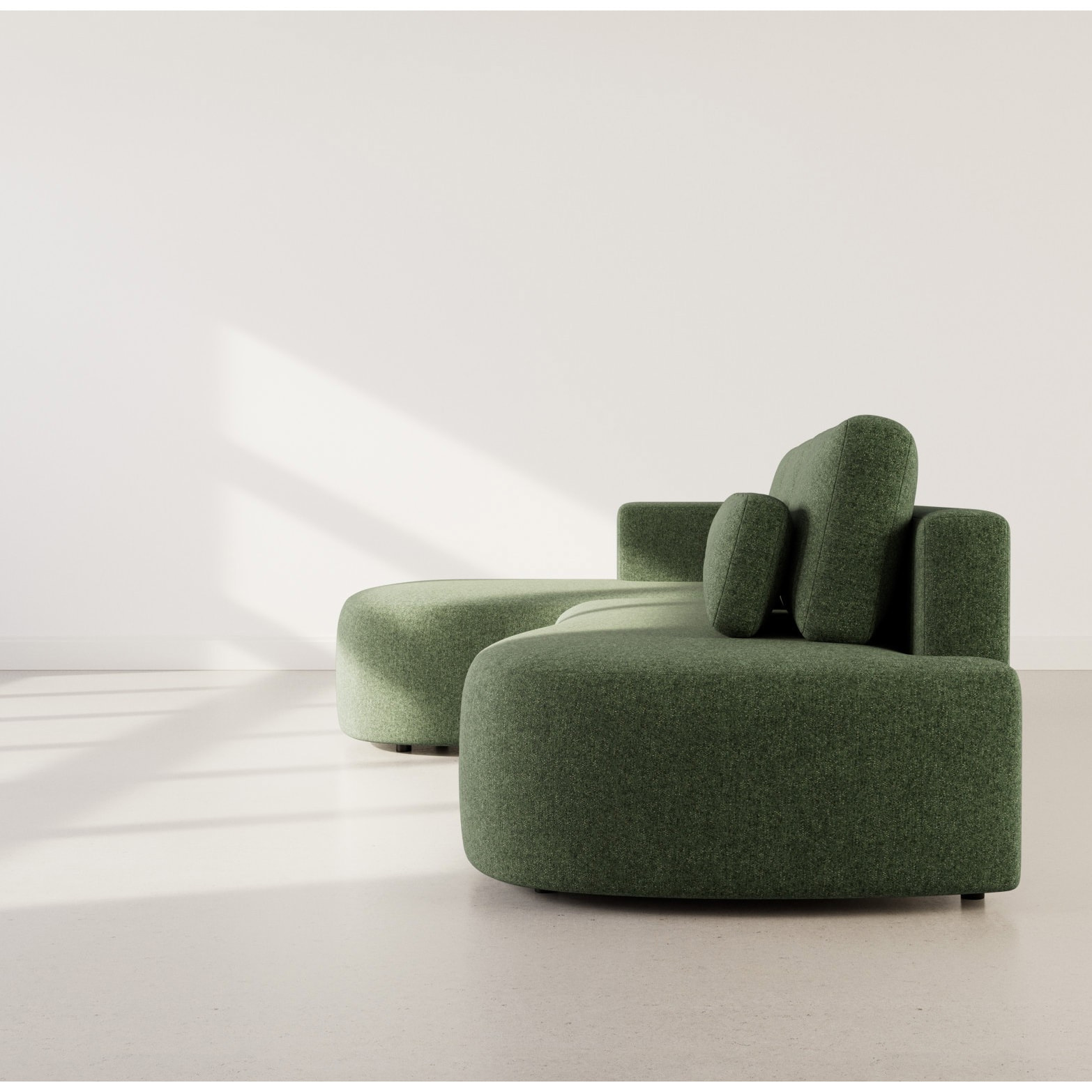 Mahina - canapé d'angle gauche 4 places convertible avec coffre en tissu texturé - Vert