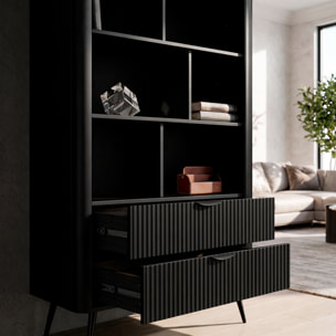 Libreria Moderna a Giorno Con Design Geometrico Asimmetrico Salvaspazio Studio E Ufficio 88.2 x 38 x 193,8 cm Nero