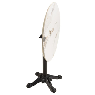 ICARE - Ensemble n°1: table bistrot D70cm pliable en céramique marbré clair
