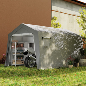 Tente de stockage - abri de jardin - tente de rangement dim. 3 x 4,5 x 2,5 m - métal galvanisé PE gris
