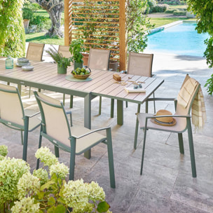 Table de jardin 12 places Evasion extensible beige lin