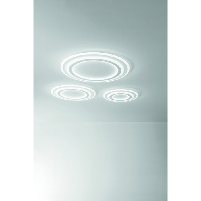 Plafoniera LED LIFE in metallo e acrilico bianco con funzione CCT 60 cm.