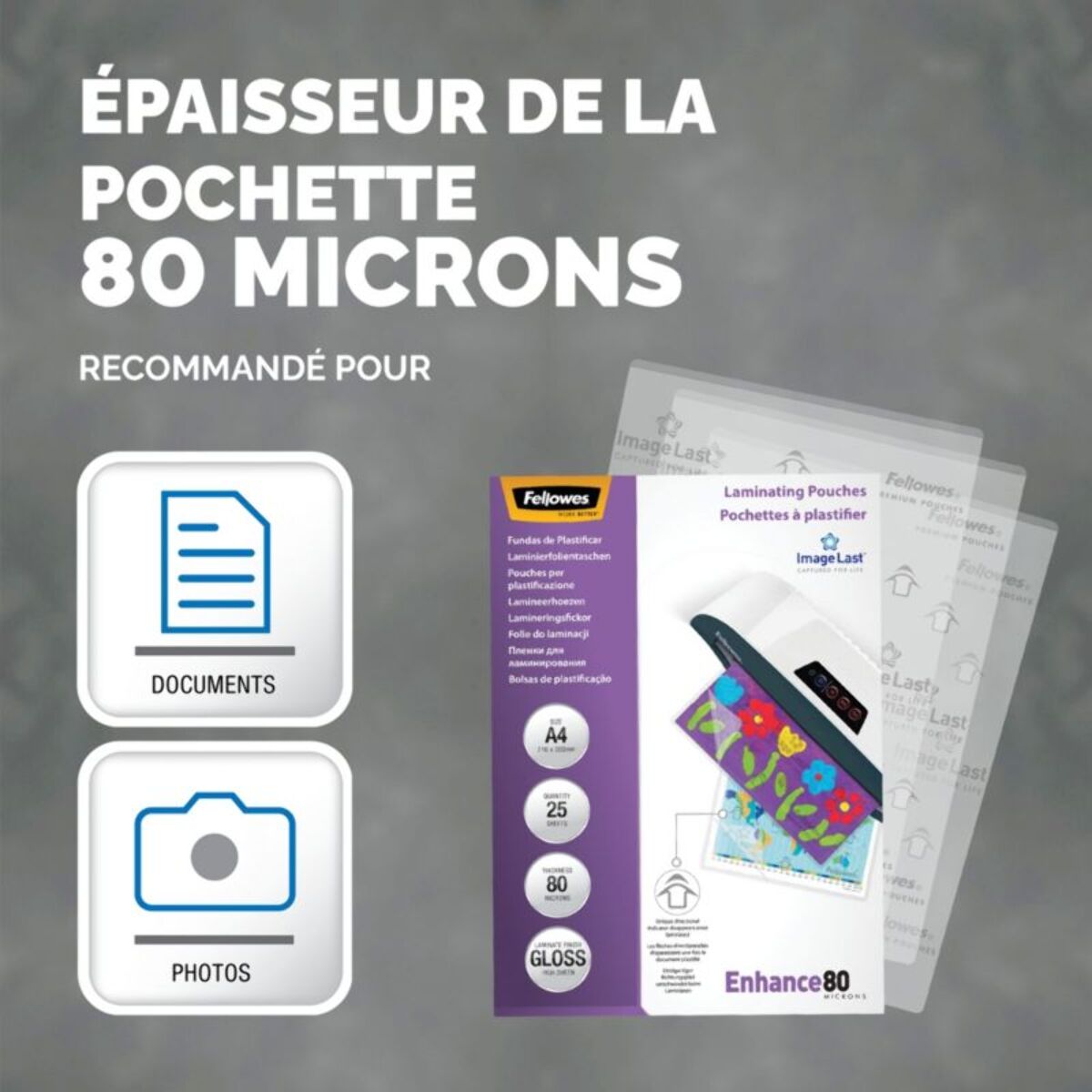 Consommable de bureau pour plastifieuse FELLOWES A4 80 Micr