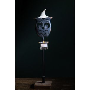 Gufo porta Tealight altezza 48 Cm - Pezzi 2 - 11,4X48X12,3cm - Colore: Verde - Bianchi Dino - Halloween, Streghe