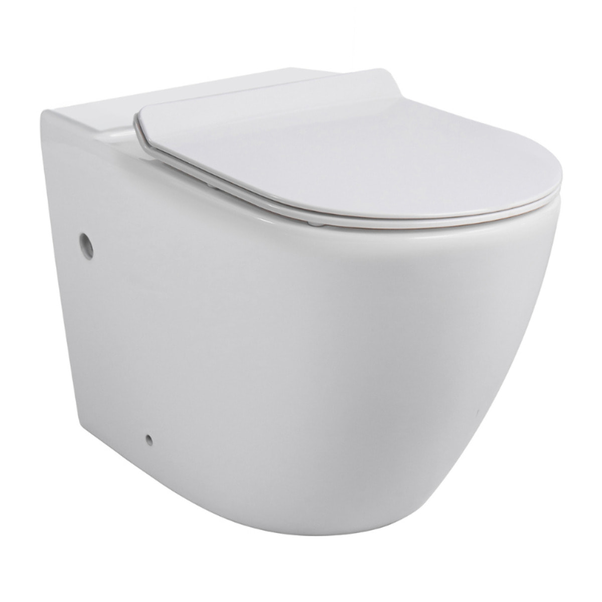 WC à poser sans bride en céramique + abattant SoftClose + réservoir de chasse, alimentation par le bas, blanc (CEPX030RREXVPBI)