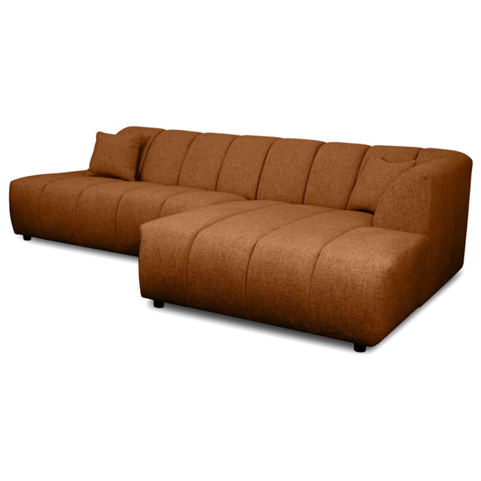 Curtis - canapé d'angle droit 4 places sans accoudoir en tissu texturé - Terracotta