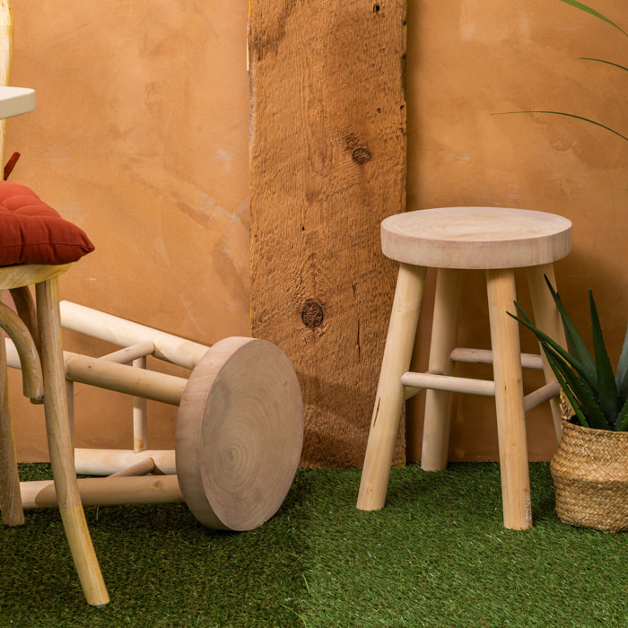 Tabouret "Nyar" paulownia beige D28x41cm