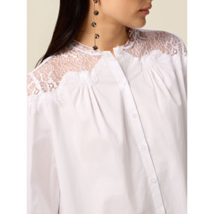 Oltre - Camicia con inserti in pizzo - Bianco
