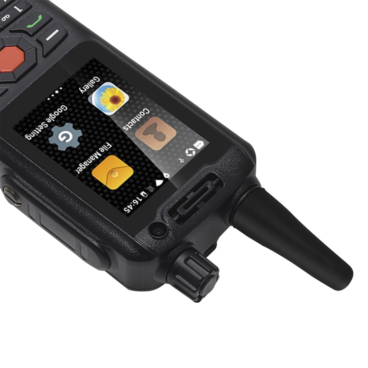 DAM Smartphone robusto  F25 4G, Android 7.1, 1 GB di RAM + 8 GB. Schermo da 2,4''. 5mpx + 2mpx. GPS. Con Zello Walkie Talkie Altoparlante di classe K. Antenna amplificatrice. 5,6x2,6x12,5 cm. Colore nero