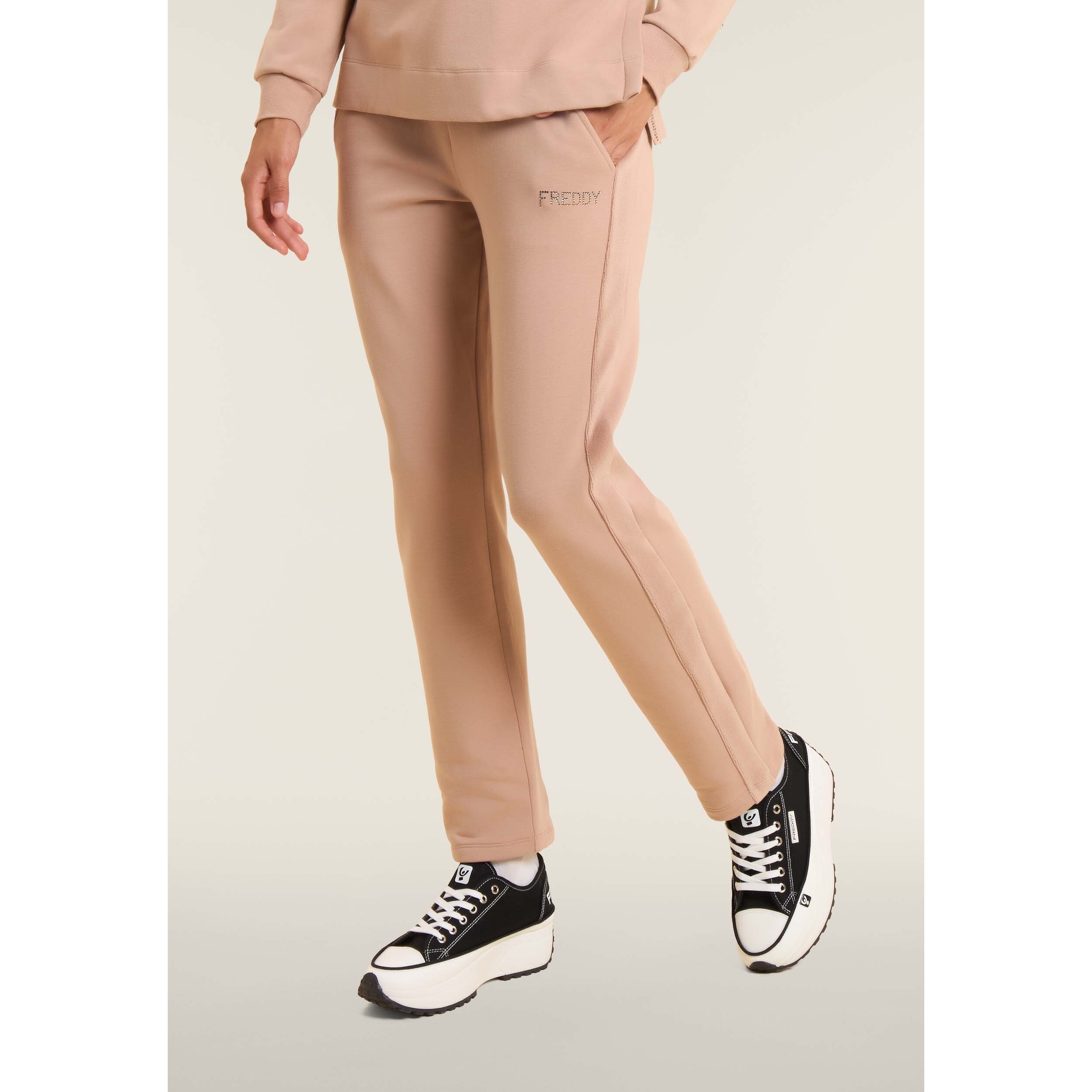 Pantaloni sportivi da donna con inserto in velluto