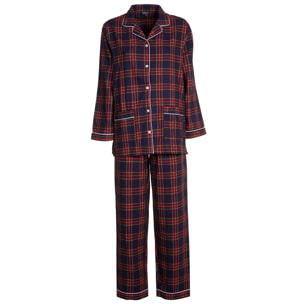 PIGIAMA DONNA in flanella scozzese blu, rosso e verde