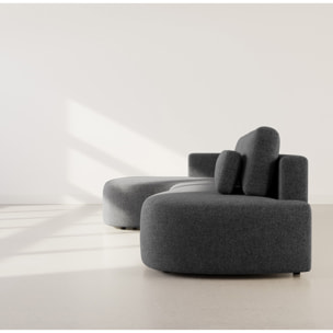 Mahina - canapé d'angle gauche 4 places convertible avec coffre en tissu texturé - Gris Anthracite