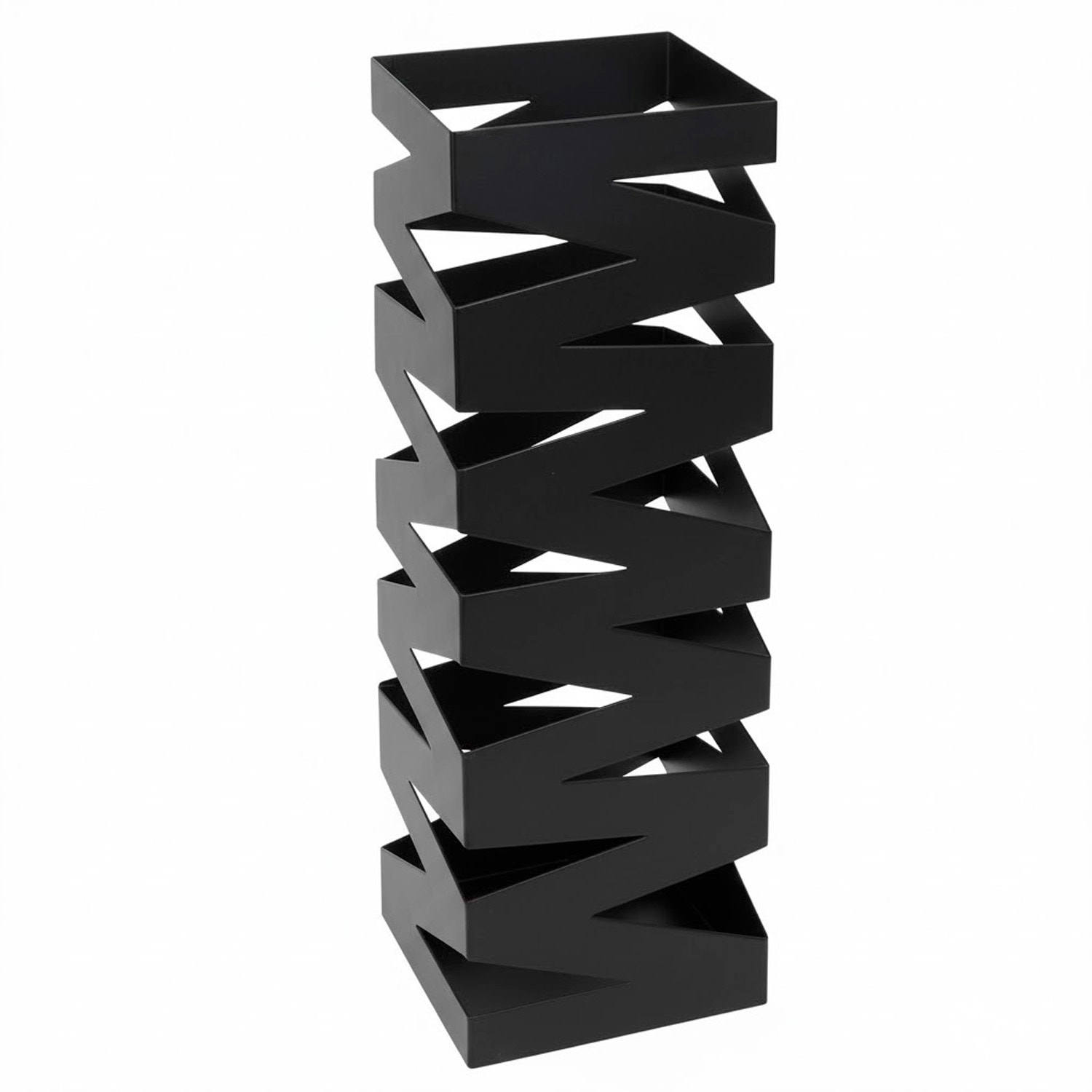 Portaombrelli In Acciaio Zincato Con Intarsi Decorativi Vaschetta Scolapioggia 2 Ganci Removibili Base Antiscivolo 49 x 15.5 x 15.5 Cm Nero